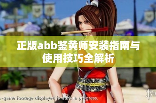 正版abb鉴黄师安装指南与使用技巧全解析