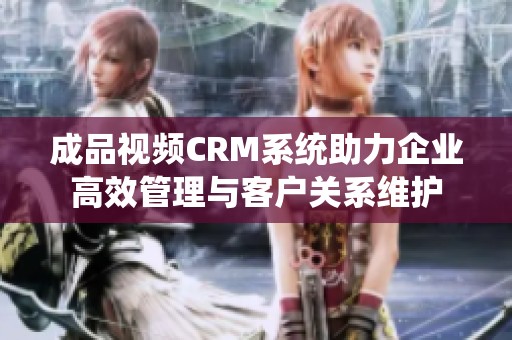 成品视频CRM系统助力企业高效管理与客户关系维护