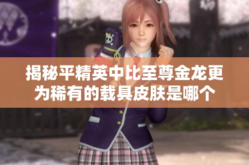 揭秘平精英中比至尊金龙更为稀有的载具皮肤是哪个