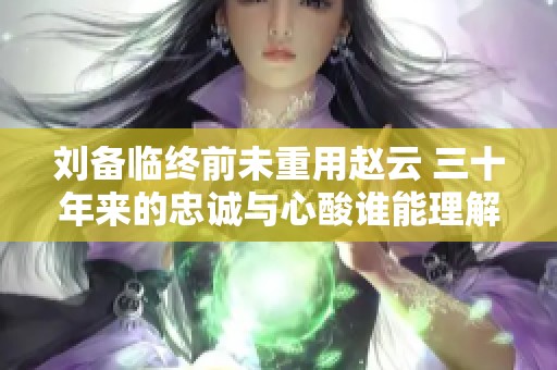 刘备临终前未重用赵云 三十年来的忠诚与心酸谁能理解