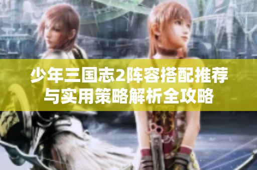 少年三国志2阵容搭配推荐与实用策略解析全攻略