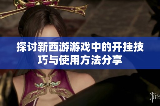 探讨新西游游戏中的开挂技巧与使用方法分享