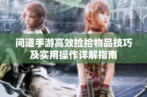 问道手游高效捡拾物品技巧及实用操作详解指南
