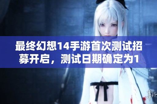 最终幻想14手游首次测试招募开启，测试日期确定为12月19日