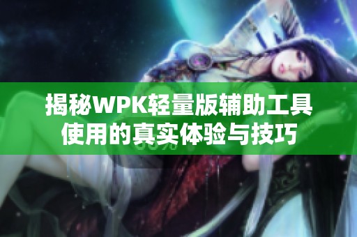 揭秘WPK轻量版辅助工具使用的真实体验与技巧