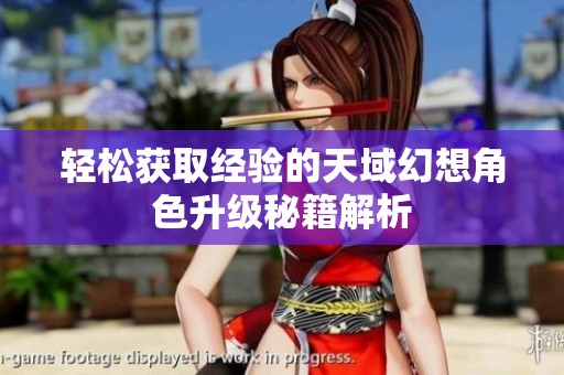 轻松获取经验的天域幻想角色升级秘籍解析