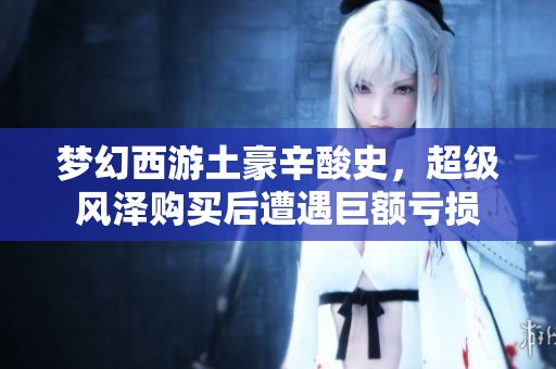 梦幻西游土豪辛酸史，超级风泽购买后遭遇巨额亏损